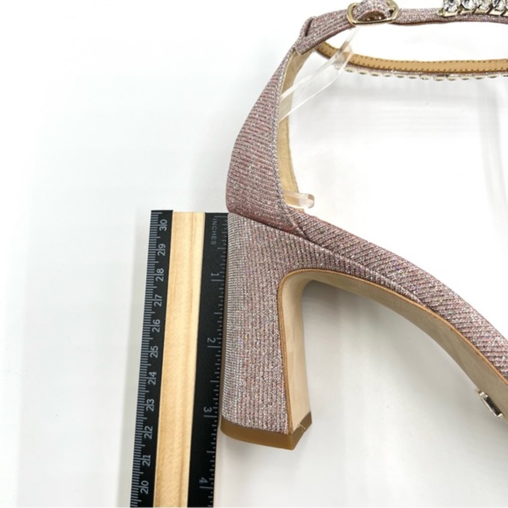 Badgley Mischka Size 8.5 Pink Silver Block‎ Heels Open Toe Dress Sandal Shoes - Picture 14 of 14